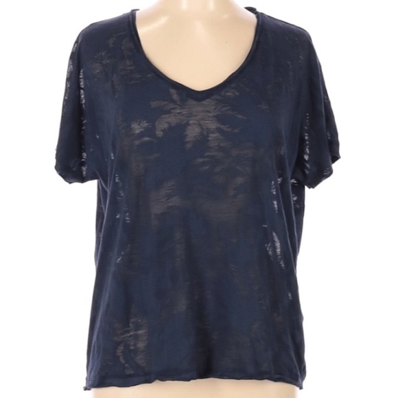 SOAKED IN LUXURY Manteca tee navy burnout NWT L - Picture 1 of 6